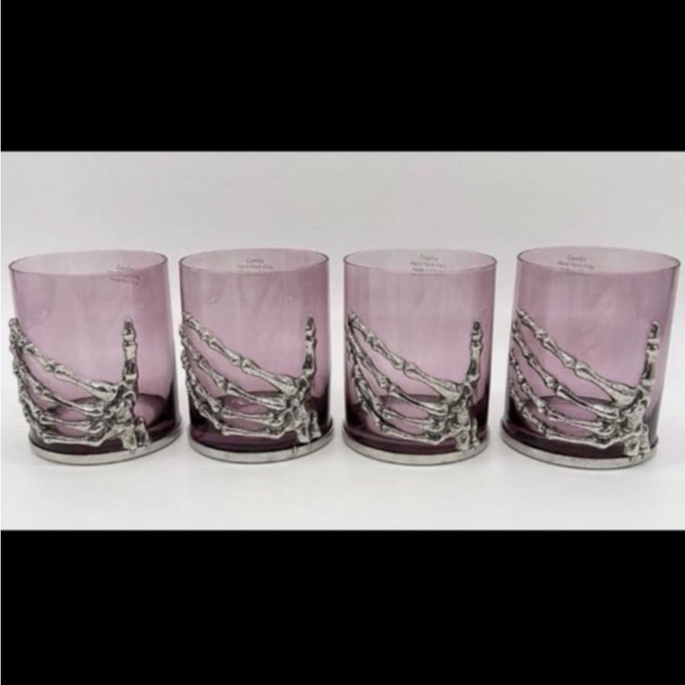 X2 PURPLE SILVERr CLAW  HALLOWEEN OLD FASHION BAR GLASSES